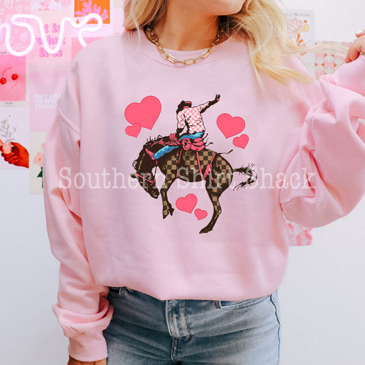 Boujee Valentine Bronc | Light Pink Sweatshirt
