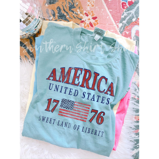 America 1776 | Ice Blue Comfort Colors tee