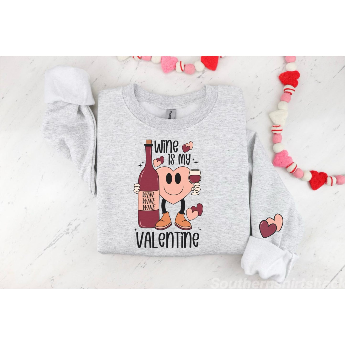 Wine is my Valentine | Sweatshirt with sleeve detail