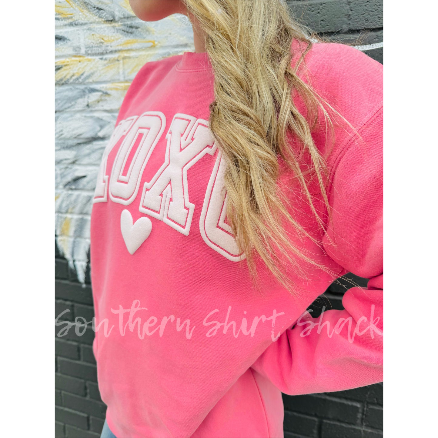 XoXo Puff Mineral Wash Pink Sweatshirt