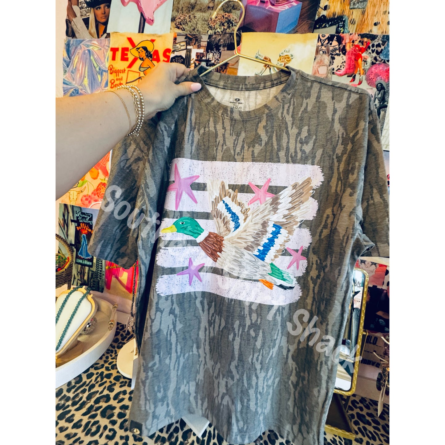 Preppy Striped Duck Authenic Mossy Oak Camo Tee