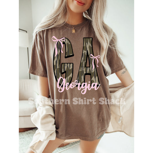 CUSTOM camo coquette state Comfort Colors tee | Espresso