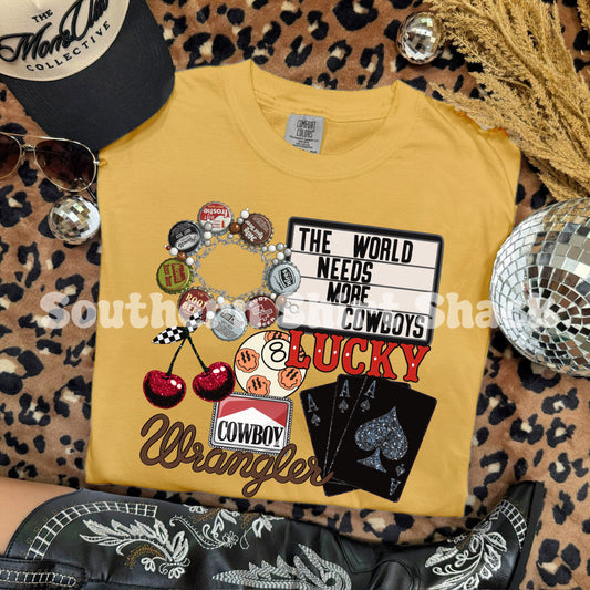 The world needs more cowboys Comfort Colors tee | Mustard
