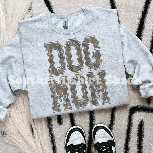 Tree Camo Dog Mom Sweatshirt | Ash gray