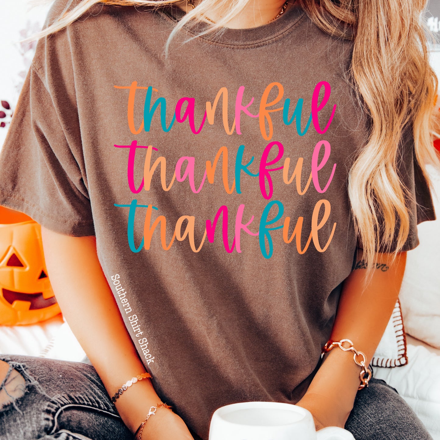 Colorful Thankful | Espresso CC tee