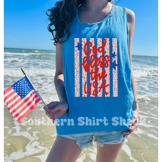 Floral Striped God Bless the USA | Royal Caribbean Tank