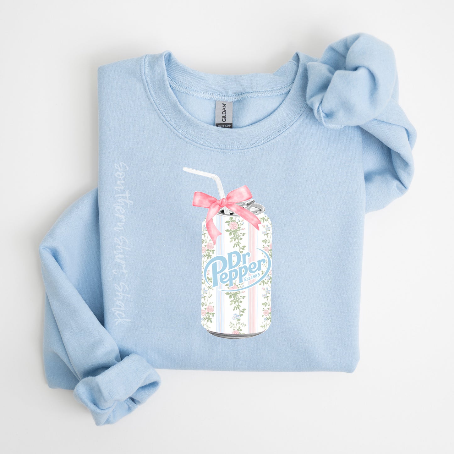 Fancy Floral Dr.Pepper | Light Blue Sweatshirt