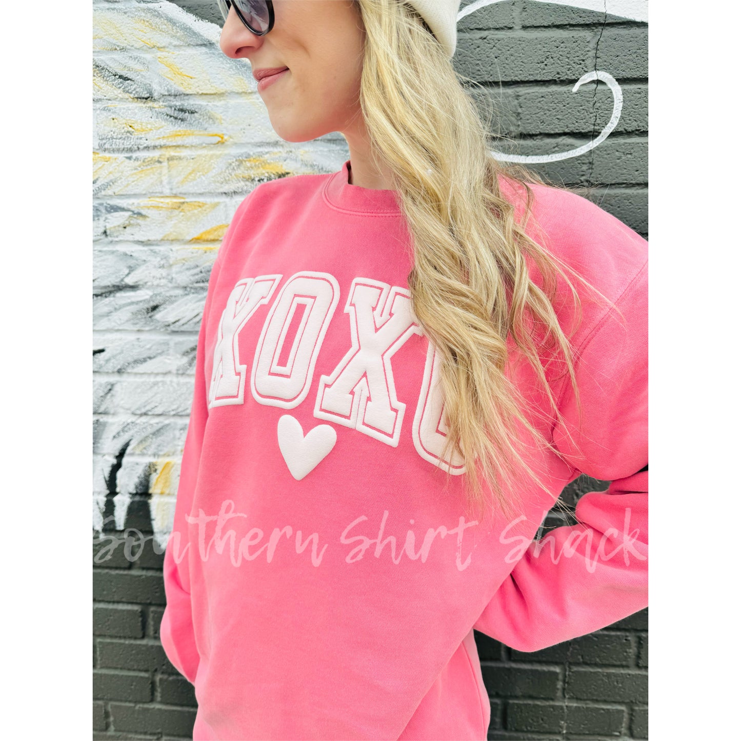 XoXo Puff Mineral Wash Pink Sweatshirt