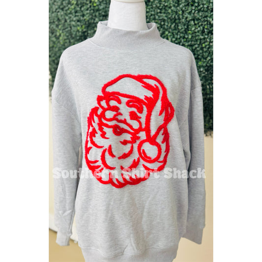 Fluffy Santa Chenille Mock Neck Sweatshirt