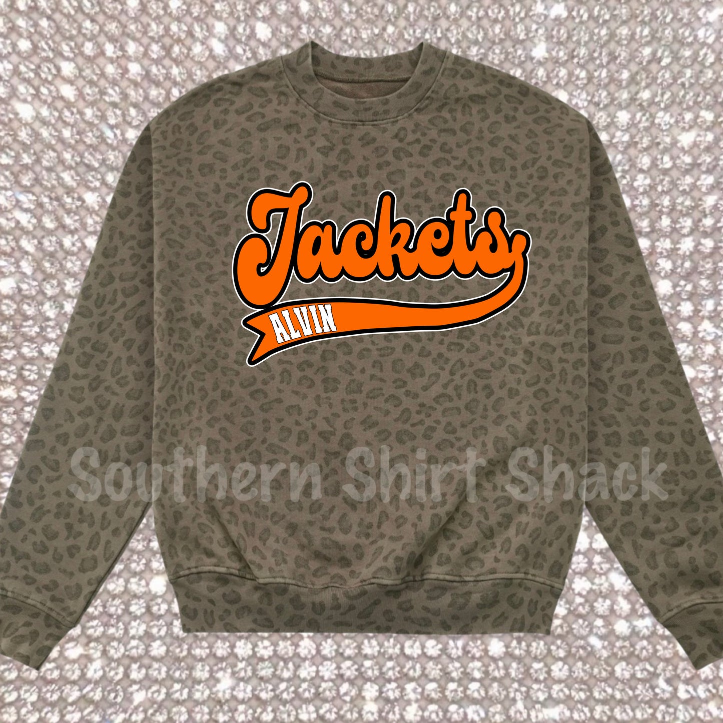 Custom Retro School Team Leopard Crewneck or T-Shirt