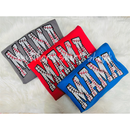 Sequin Baseball Mama Patch Sweatshirt | add color in notes at checkout