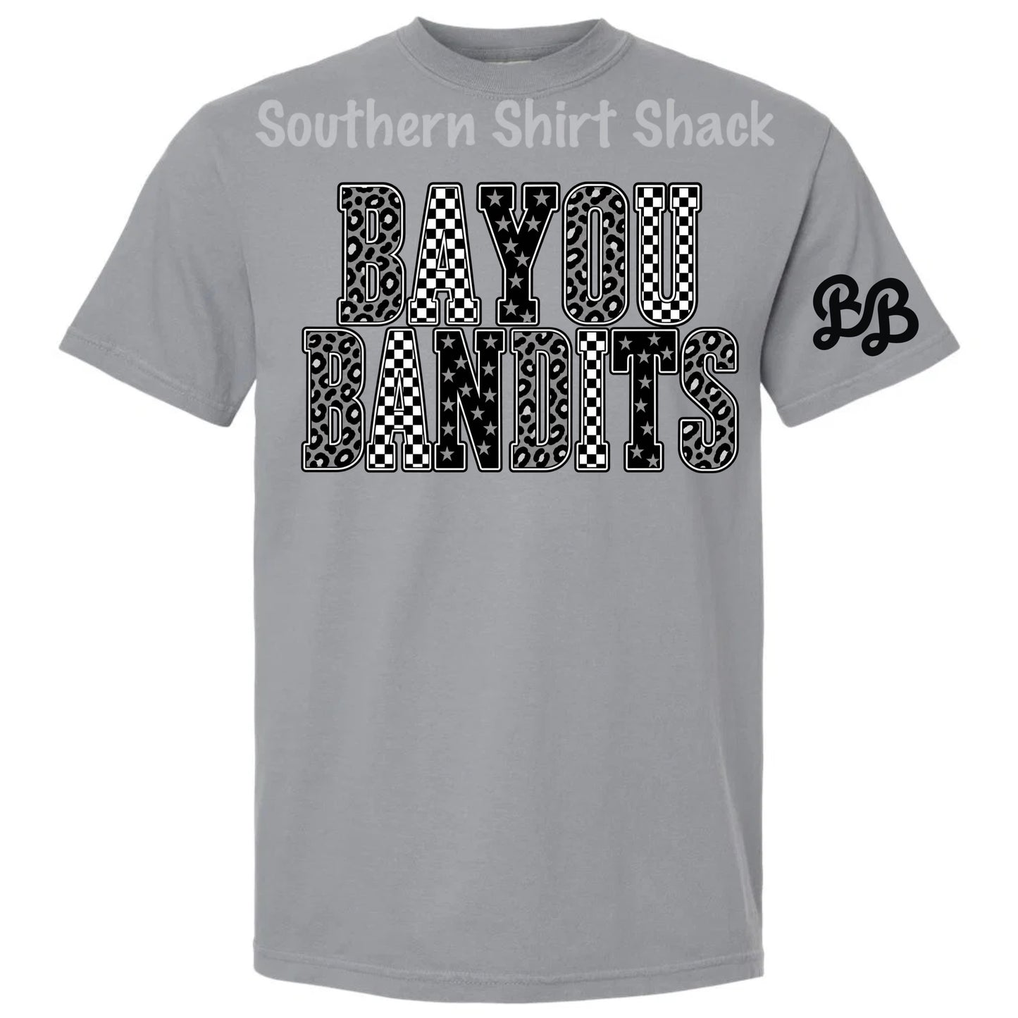 Checkered Leopard Bayou Bandits Comfort Colors Tee