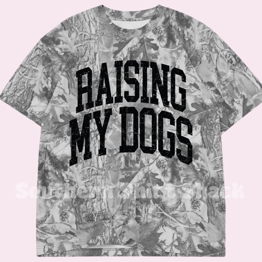 Raising my Dogs | Gray Camo Tee