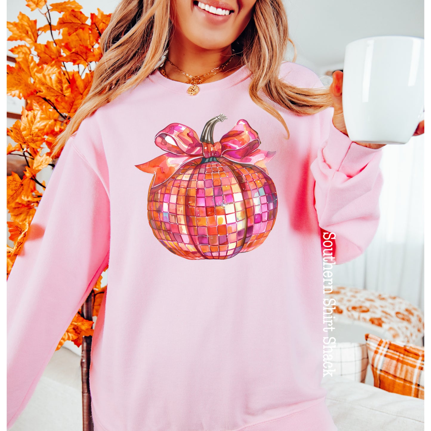 Disco Pumpkin | Pink Sweatshirt