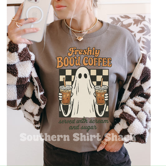 Freshly Boo’d Coffee Comfort Colors tee | Espresso