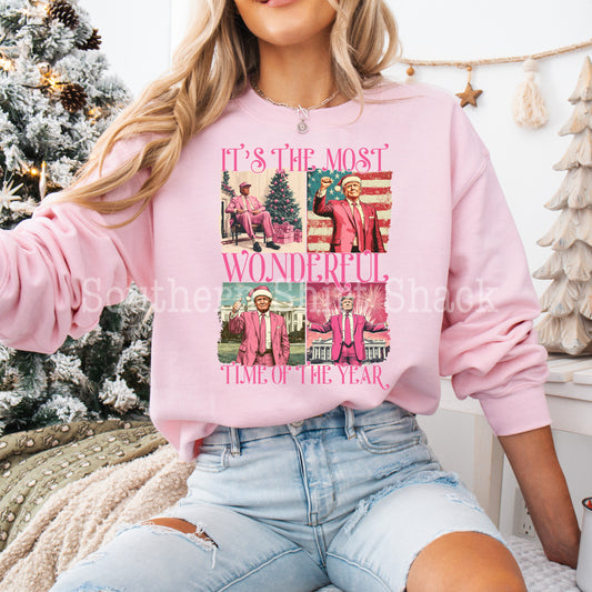 Pink Trump Most Wonderful Time of the Year | Light Pink Sweatshirt