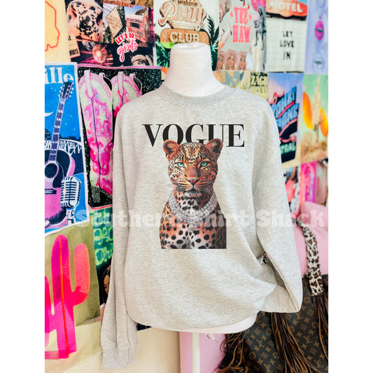 V0GUE leopard Sweatshirt | Ash gray