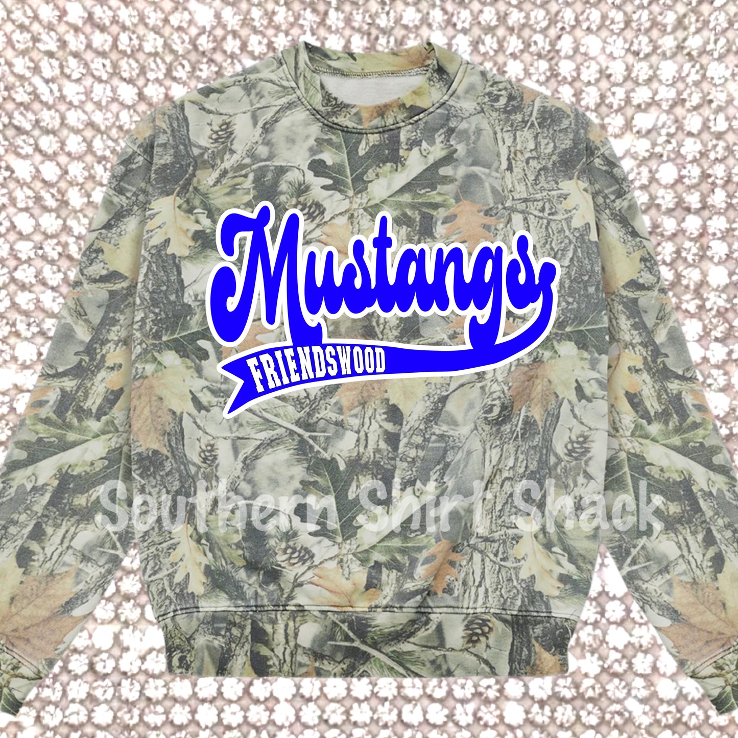 Custom Retro School Team Camo Crewneck or T-Shirt