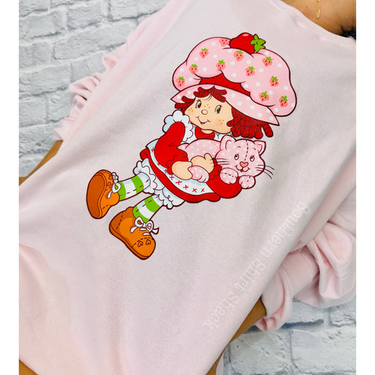 Retro Strawberry Girly | Light Pink Sweatshirt