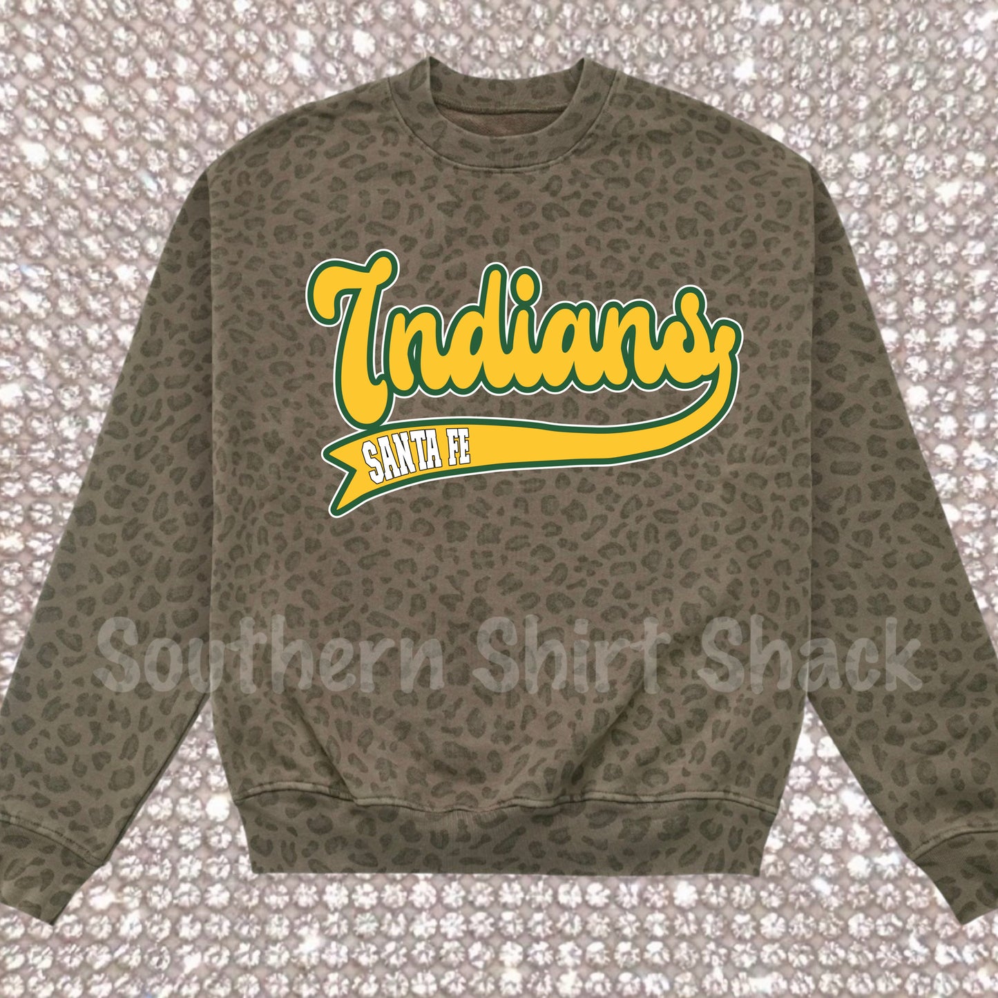 Custom Retro School Team Leopard Crewneck or T-Shirt