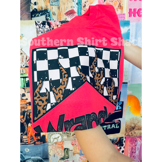 Checkered Wr@ngler | Paprika Comfort Colors tee