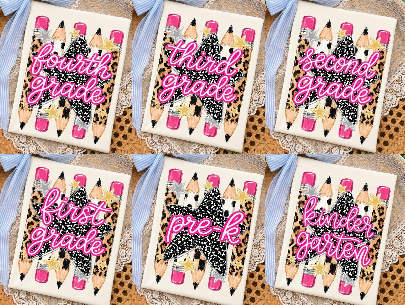 Preppy Leopard Pencil Teacher / Back to school Comfort Colors tee | ADD GRADE & T-SHIRT COLOR IN NOTES BEFORE CHECKOUT