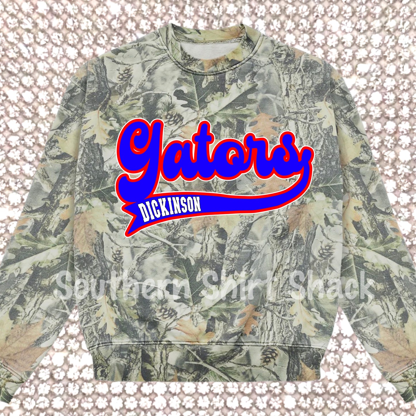 Custom Retro School Team Camo Crewneck or T-Shirt