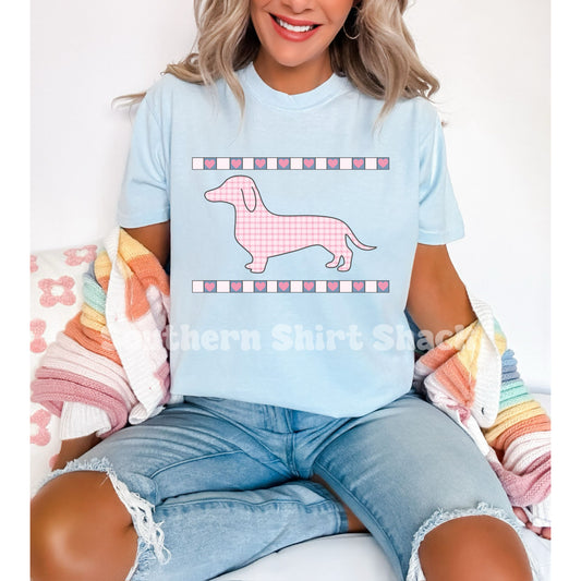 Preppy Doxie Comfort Colors tee | Light Blue