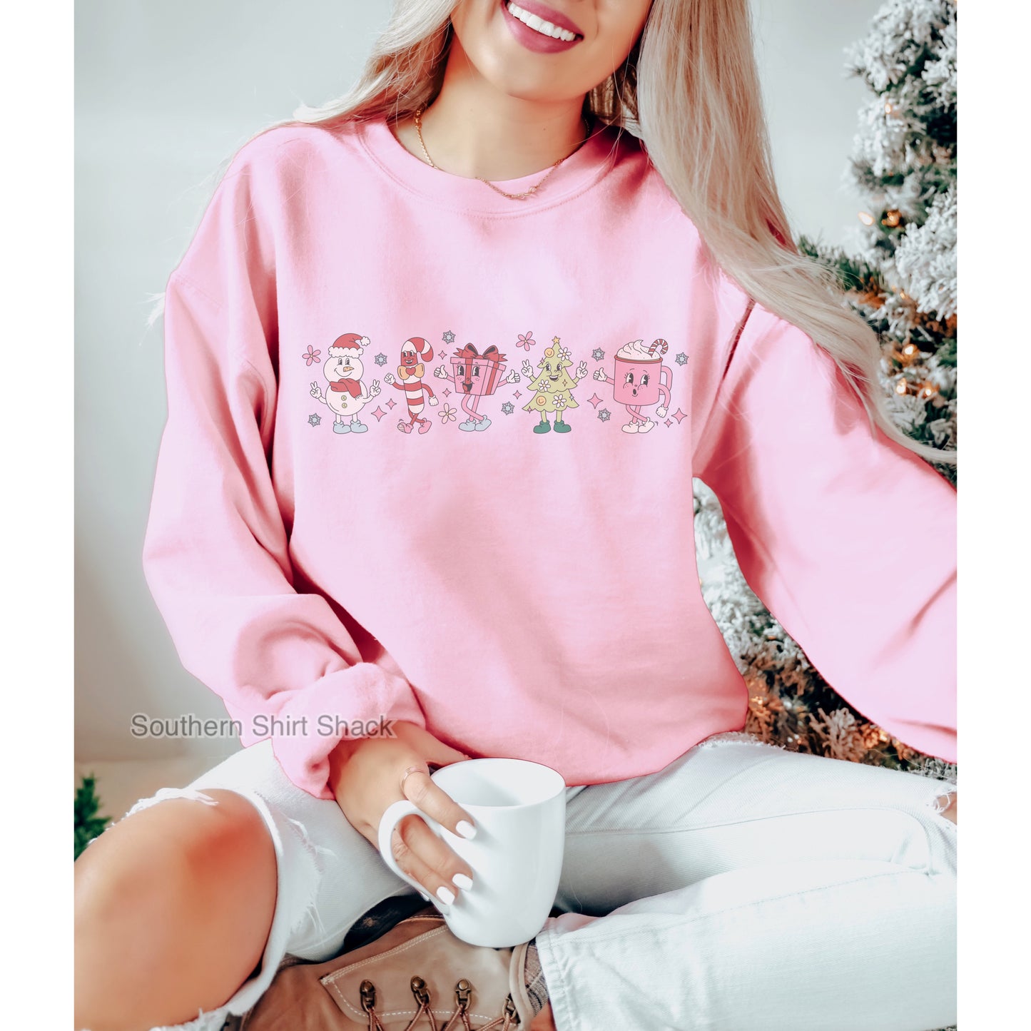 Groovy Pink Christmas Sweatshirt