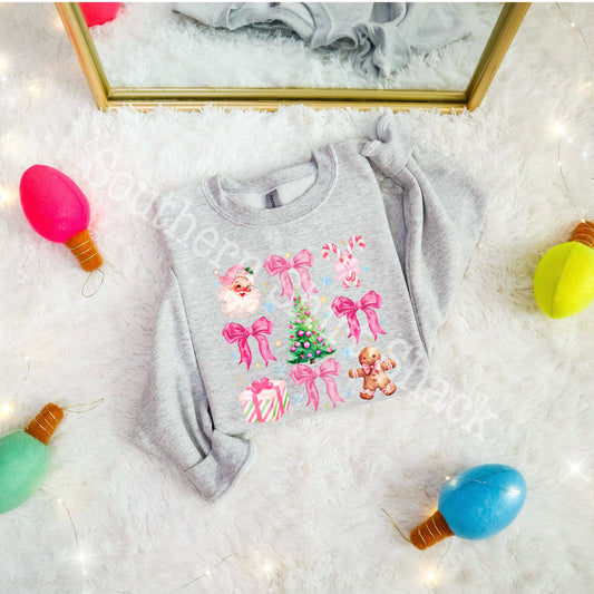 Pink Coquette Christmas | Ash Gray Sweatshirt