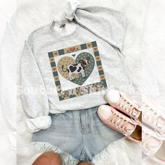 Vintage Granny Cow Sweatshirt | Ash gray