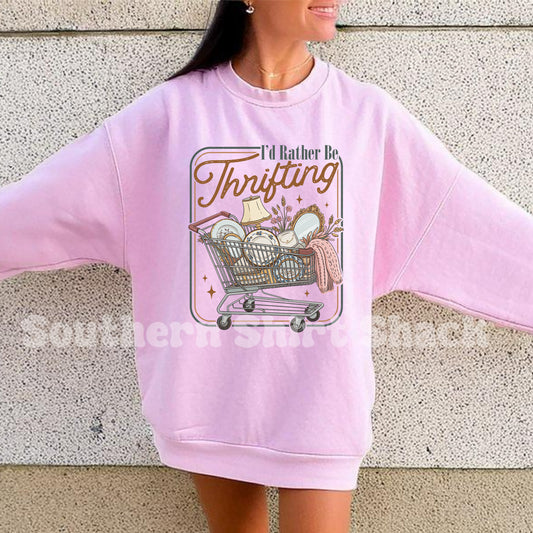 I’d rather be thrifting Sweatshirt | Light Pink