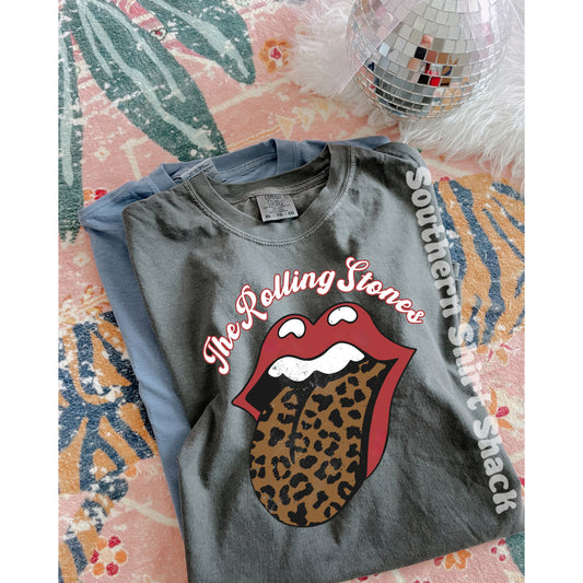 Leopard Rolling Tongue | Pepper Comfort Colors Tee