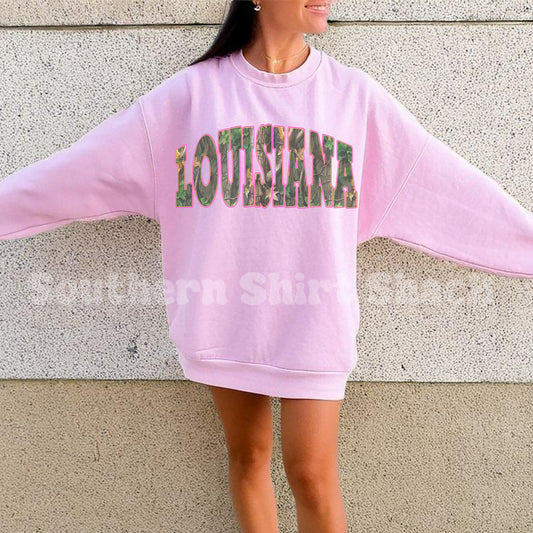 Tree Camo ADD YOUR STATE Sweatshirt | light pink