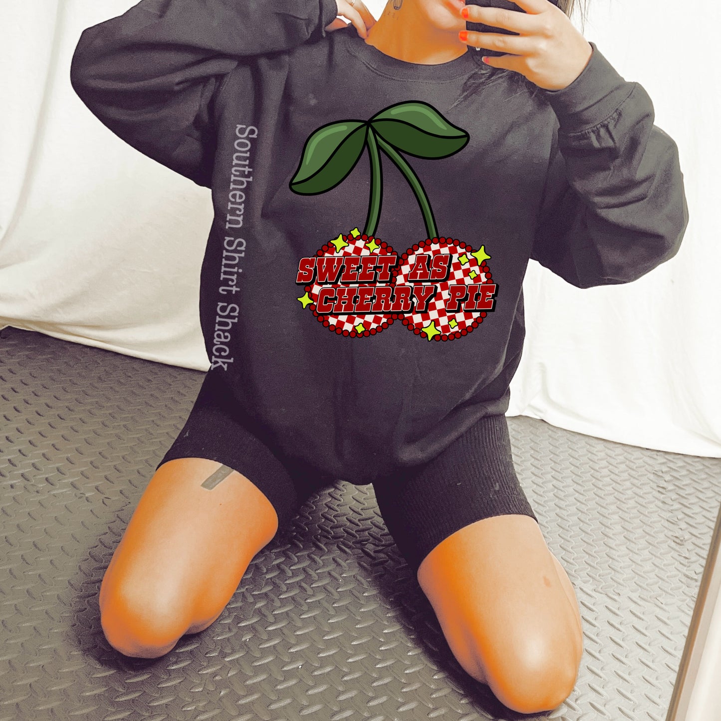 Sweet as Cherry Pie Black Sweatshirt