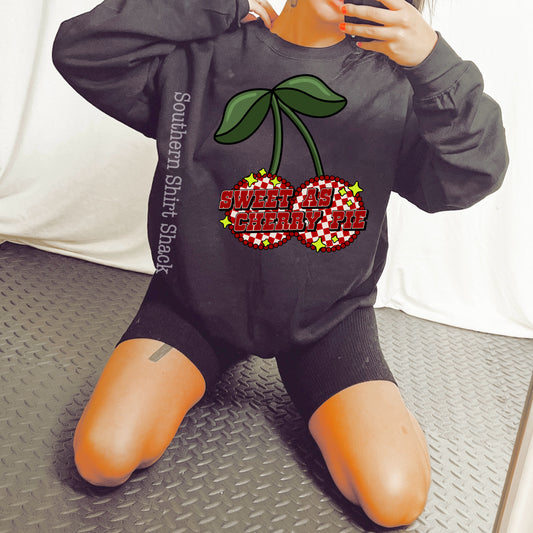 Sweet as Cherry Pie Black Sweatshirt