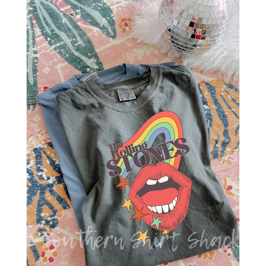 Groovy Rainbow Stones Comfort Colors tee | Pepper