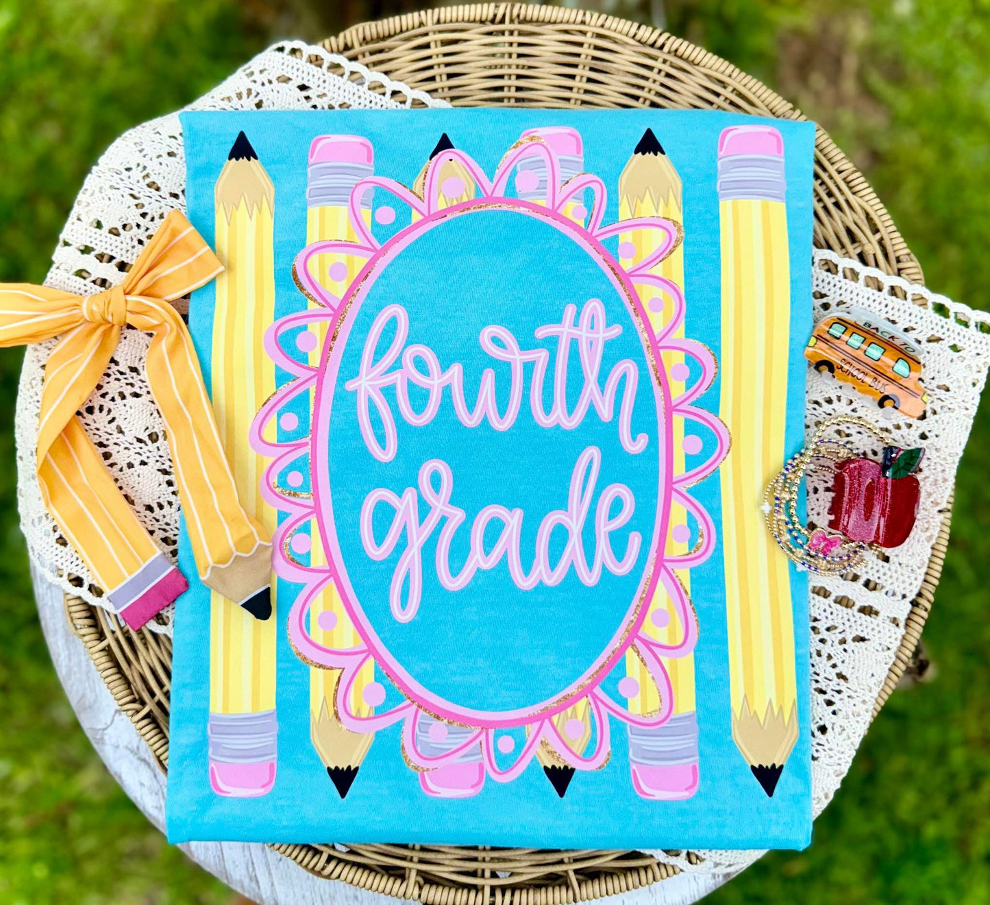Preppy Pencil Grade Comfort Colors tee | Lagoon Blue | ADD GRADE IN NOTES BEFORE CHECKOUT
