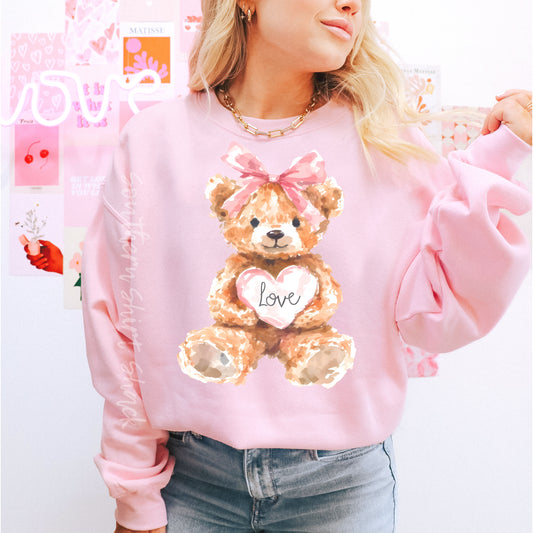 Coquette Teddy Bear Sweatshirt | light pink