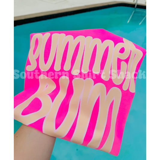 Groovy Summer Bum Comfort Colors tee | Neon Pink