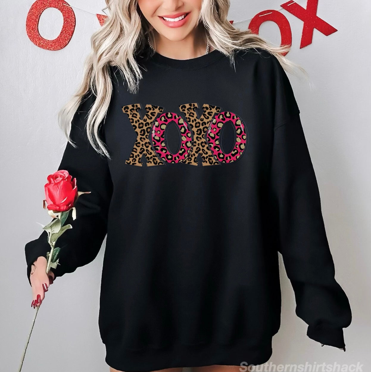 XoXo leopard valentine Sweatshirt