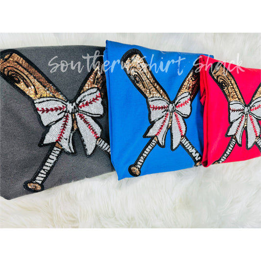 Baseball Bat Patch Comfort Colors Tee | add color in notes at checkout