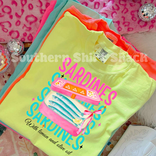 Sardines Comfort Colors tee | Neon Yellow