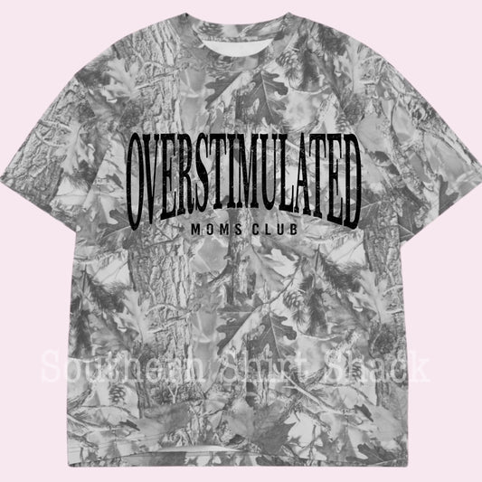 Overstimulated Moms Club | Gray Camo Tee