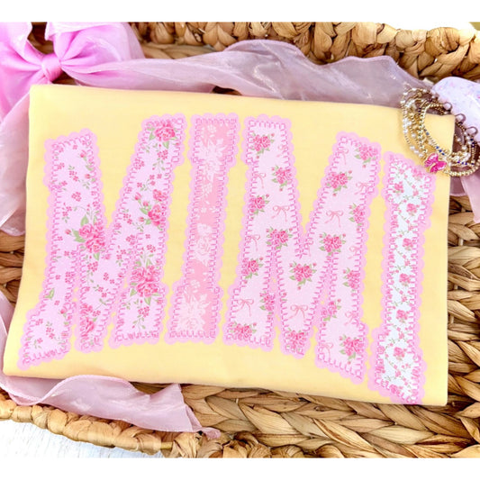 Fancy Floral MIMI Comfort Colors Tee | Butter Yellow