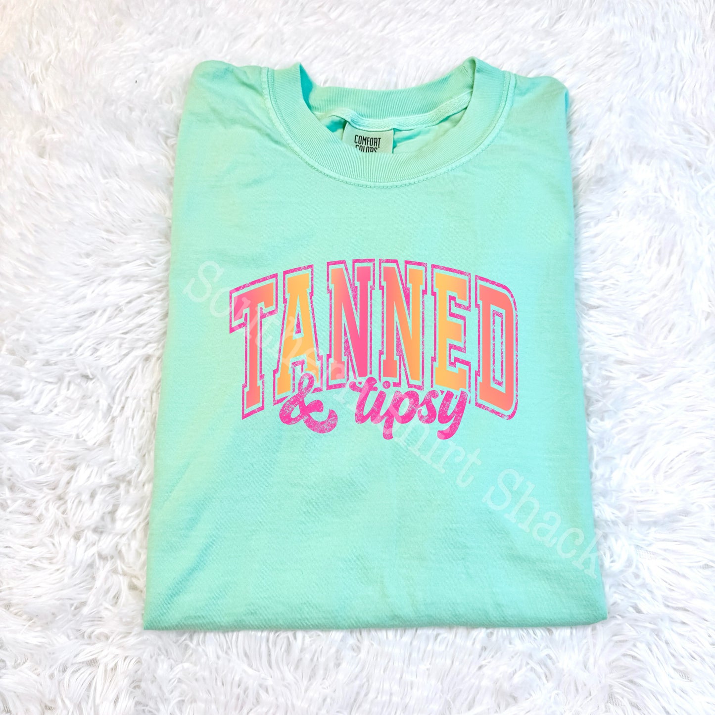 Tanned & Tipsy mint & pink | CC tee