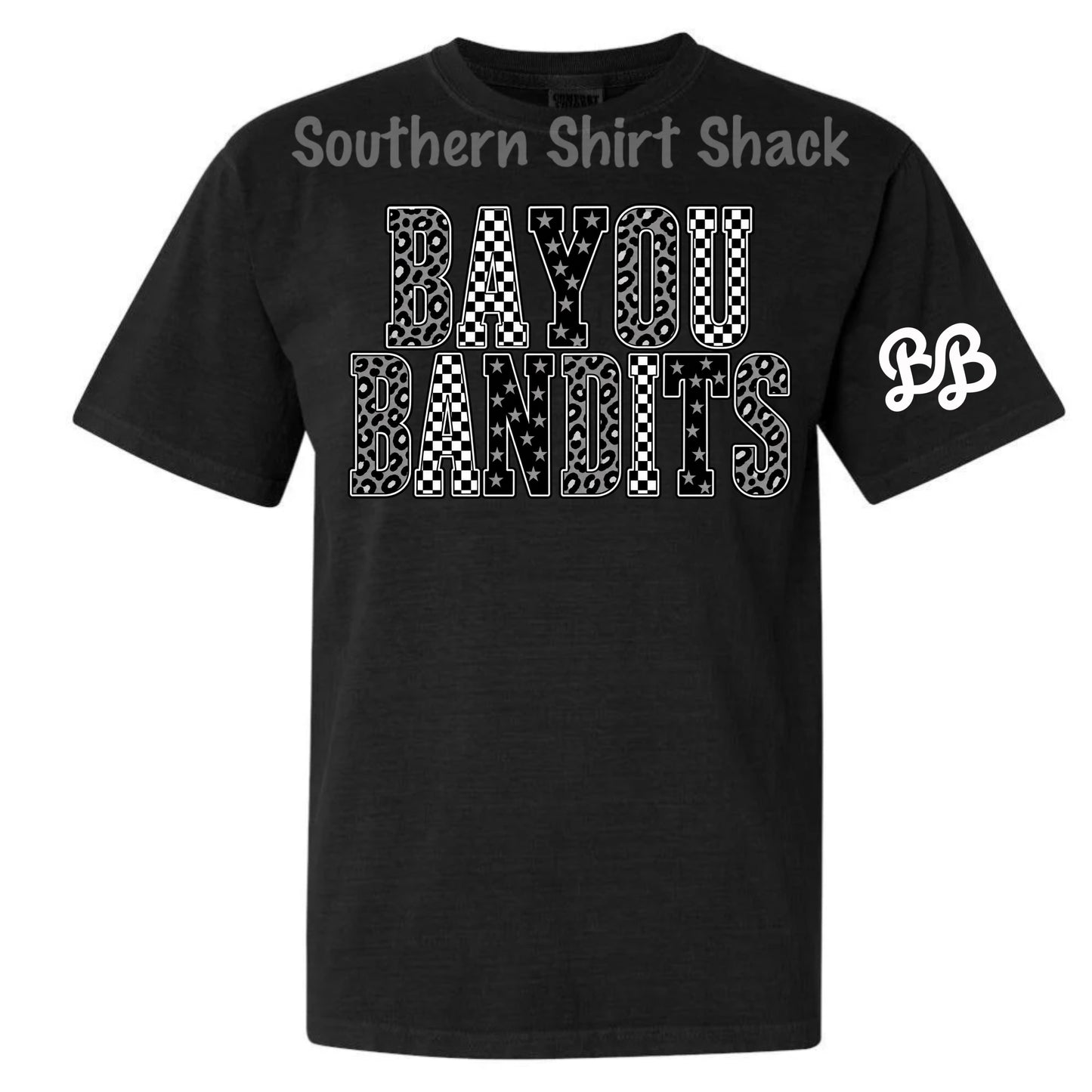Checkered Leopard Bayou Bandits Comfort Colors Tee