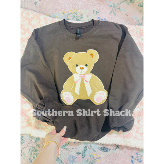 Coquette Teddy Patch Chocolate Sweatshirt