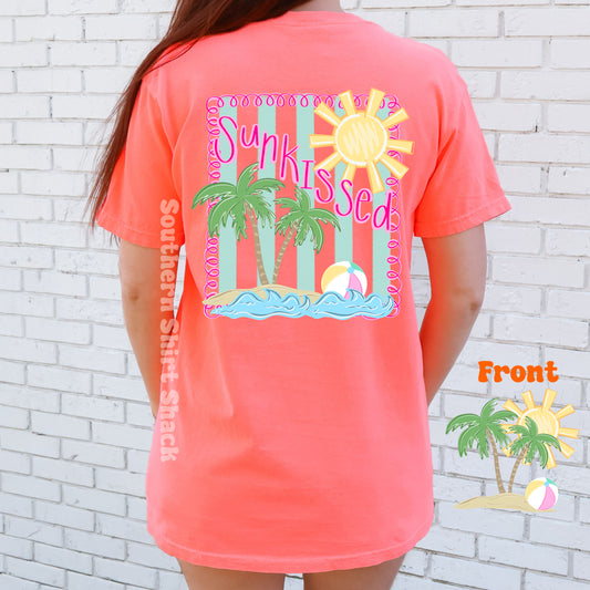 Sunkissed beach scene | Neon Orange Comfort Colors tee