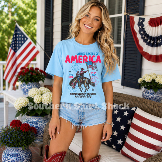 Western America 250th Anniversary Comfort Colors tee | Light Blue